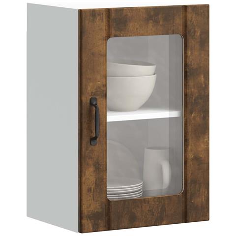 Pensile Da Cucina Con Porta In Vetro Lucca Rovere Fumo - Foto 1