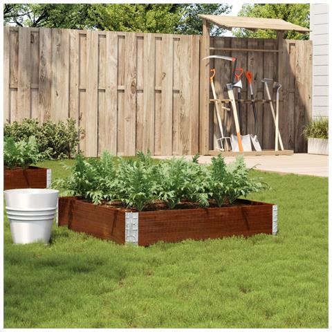 Fioriera Da Giardino Marrone 100x100 Cm Legno Massello Di Pino - Foto 8