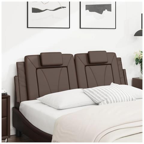 Cuscino Testiera Viana Marrone 140 Cm In Similpelle - Foto 2