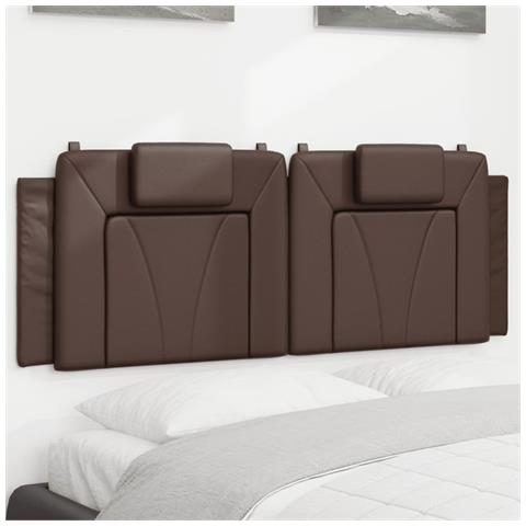 Cuscino Testiera Viana Marrone 140 Cm In Similpelle - Foto 8