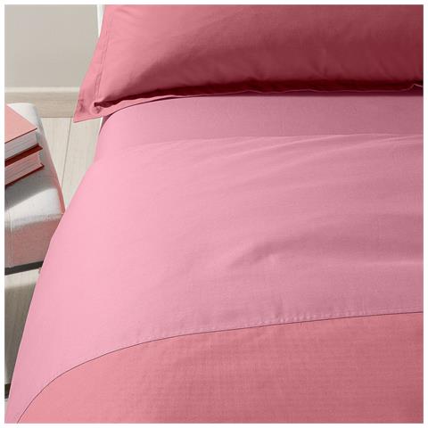 Completo Copripiumino Bicolor In Cotone Colore Rosa Misura Piazza E Mezza - Foto 2