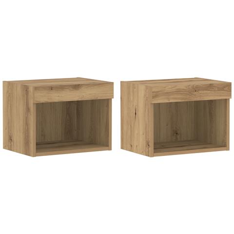 Armadi da parete con luci a LED 2 pezzi Rovere Artigianale 40x30x30 cm - Foto 1