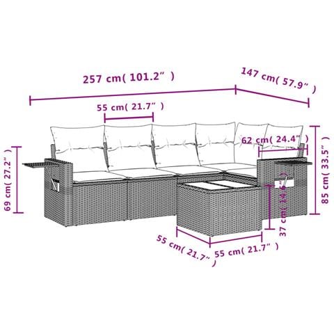 Set Divano da Giardino 6 pz con Cuscini Beige in Polyrattan - Foto 9