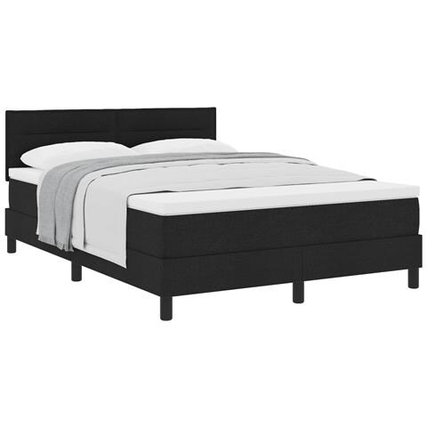Letto con Box Spring con Materasso Nero 140x190 cm Tessuto - Foto 1