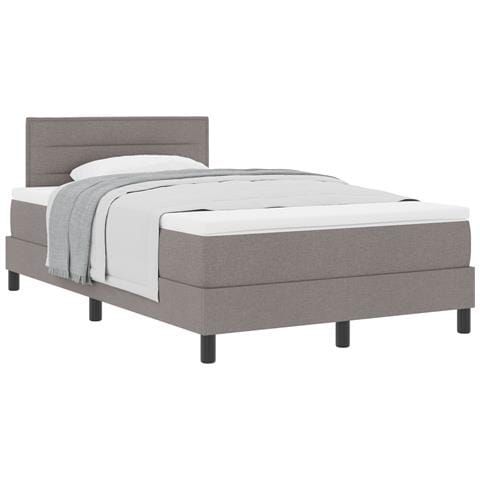 Letto con Rete con Materasso Taupe 120x200 cm Tessuto - Foto 1