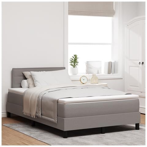 Letto con Rete con Materasso Taupe 120x200 cm Tessuto - Foto 2