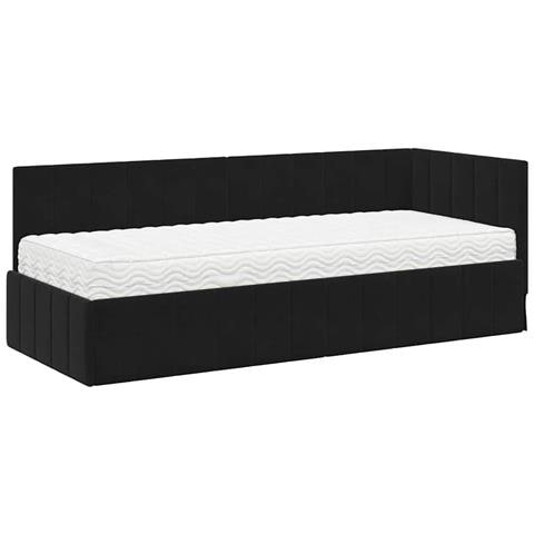 Cornice del letto ad angolo Nero 80 x 200 cm Velluto - Foto 1