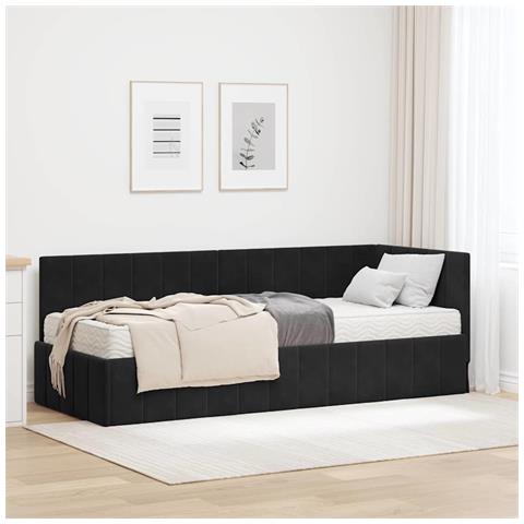 Cornice del letto ad angolo Nero 80 x 200 cm Velluto - Foto 2