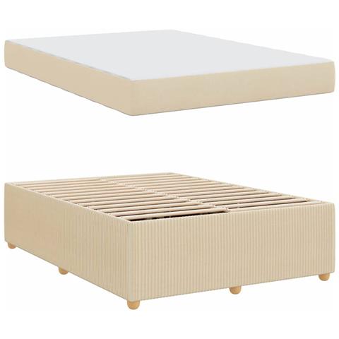 Struttura letto con materasso Crema 160 x 200 cm Tessuto - Foto 1