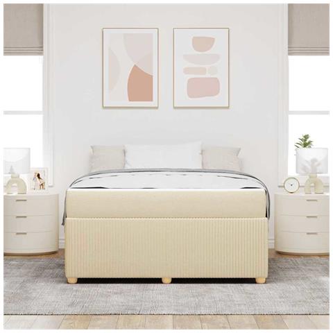 Struttura letto con materasso Crema 160 x 200 cm Tessuto - Foto 2