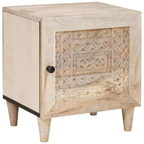 Comodino 2 pcs Beige 40 x 33 x 46 cm legno massello di mango - Foto 2