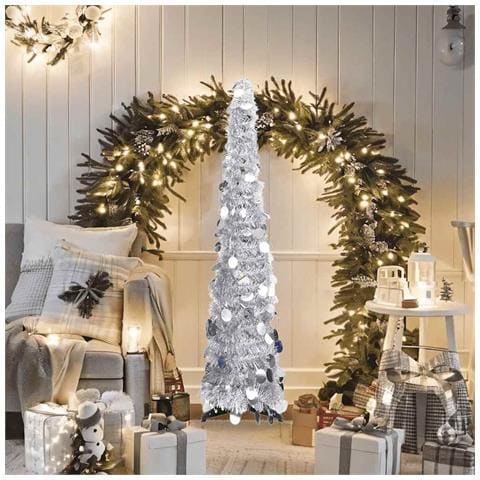 Lusso Casadino - Albero Di Natale Artificiale Apribile Argento 120 Cm Pet - Foto 1