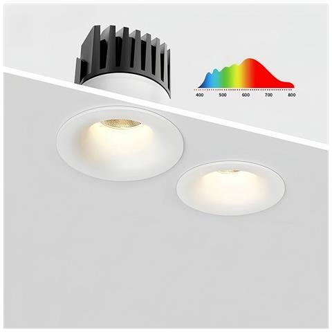 Confezione Da 2 Faretti Led Da Incasso 10w, Foro 75mm, 4000k, Antiriflesso - Foto 2