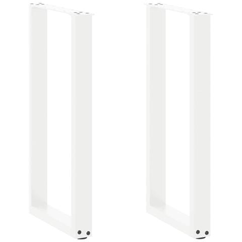 Gambe per tavolo consolle a forma di U 2 pz bianche 38x(72-73) cm in acciaio - Foto 1