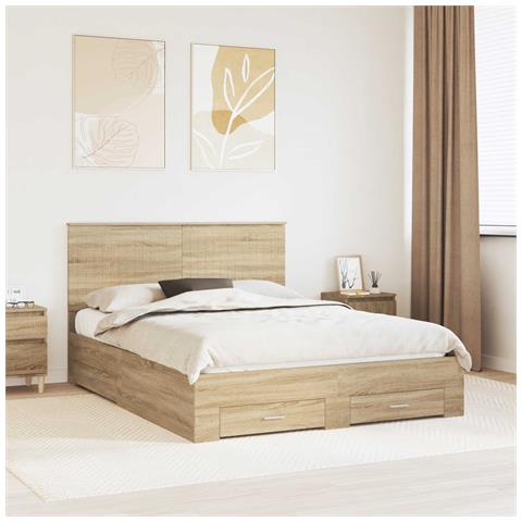 Struttura del letto con testiera Rovere Sonoma 150 x 200 cm - Foto 2