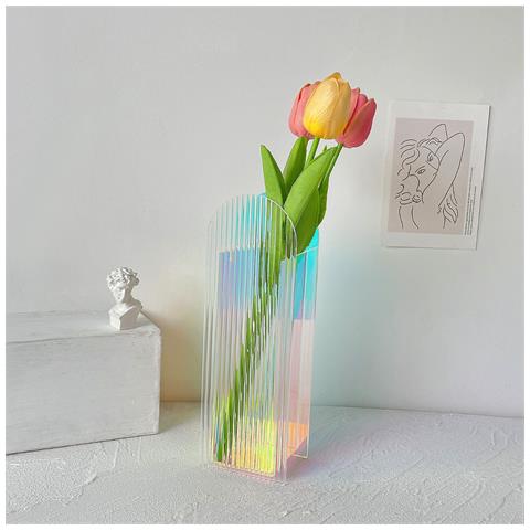 Vaso Creativo Iridescente In Acrilico - Vaso Decorativo Moderno Per Fiori - Foto 2