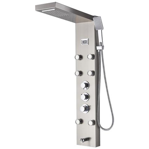 Pannello doccia, Blackswan, modello M1258 nichelato con LED, display digitale, bocca e funzioni SPA, misura 121 cm - Foto 1