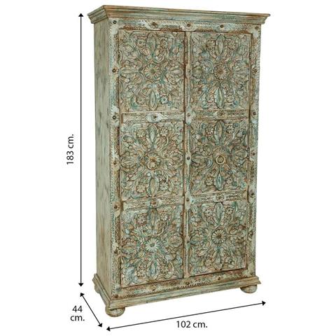 Armadio In Legno Intagliato 102 X 44 X 183h Cm - Foto 6
