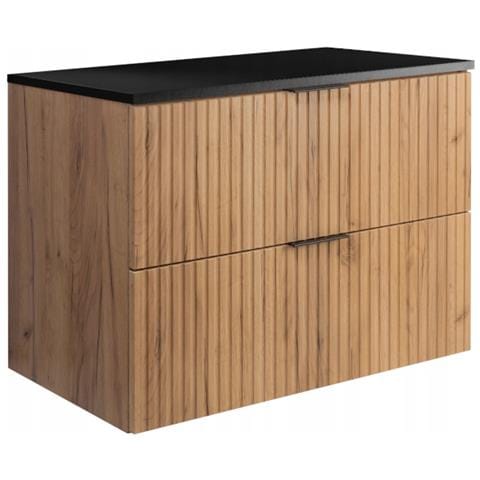 | Mobile sottolavabo - 80cm | Marrone opaco - Rovere | L /H /D 80/57/46cm | 2 cassetti Softclose | Mobili bagno, mobili bagno, basi - Foto 1