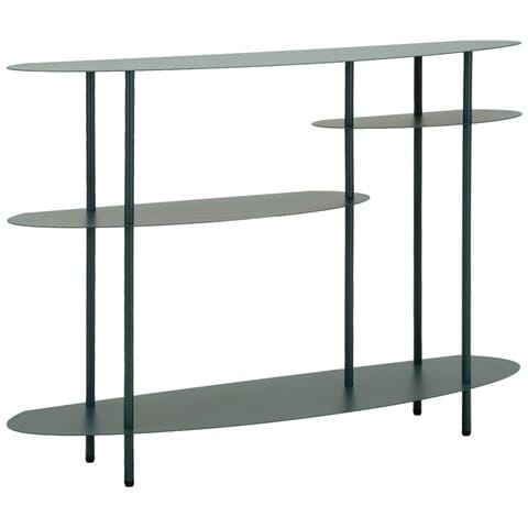 Console Saturno Plus In Metallo Ottanio — 3 Ripiani Ovali 118x34x82 Cm - Foto 1