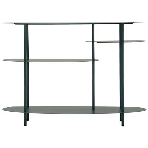 Console Saturno Plus In Metallo Ottanio — 3 Ripiani Ovali 118x34x82 Cm - Foto 2