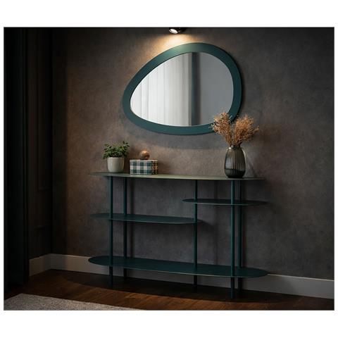 Console Saturno Plus In Metallo Ottanio — 3 Ripiani Ovali 118x34x82 Cm - Foto 8