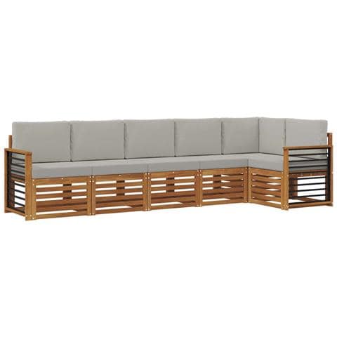 Set divani con cuscino 6 pcs Grigio Naturale e Chiaro - Foto 1