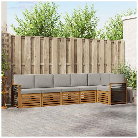 Set divani con cuscino 6 pcs Grigio Naturale e Chiaro - Foto 2
