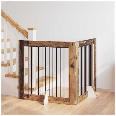 Cancello per cani con supporti 2 pcs Legno antico 100 x 100 cm - Foto 2