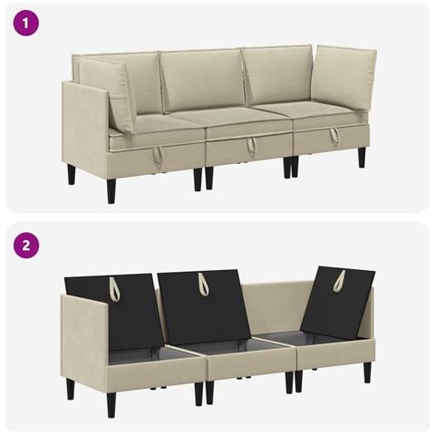 Set di mobili per il soggiorno 3 pcs Sabbia Tessuto - Foto 8