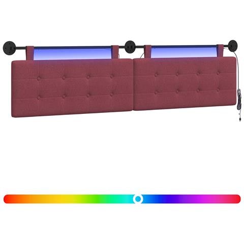 Testiera sospesa Con luce LED Rosso Vino Tessuto - Foto 1
