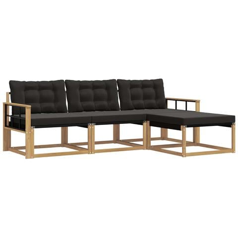 Set di divani da esterno con cuscino 4 pcs Bianco e Nero - Foto 1