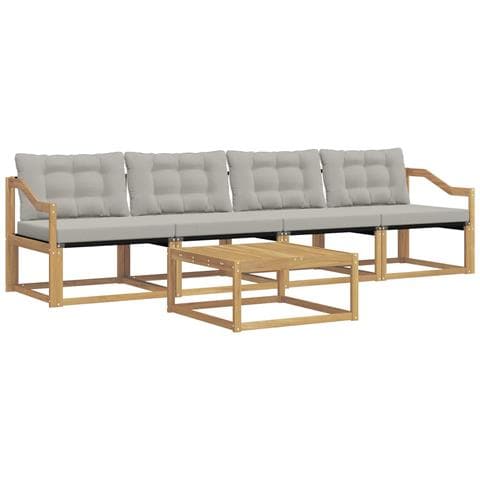 Set di divani da esterno 5 pcs Bianco e Grigio Chiaro - Foto 1
