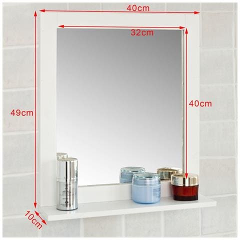 Specchio Da Bagno Con Mensola, Scaffale Da Parete, bianco, frg129-w, it - Foto 3