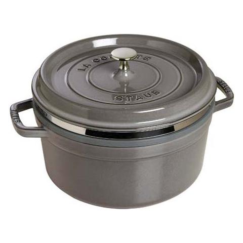 Cocotte tonda ghisa c / cestello 26cm grigio graphite - Foto 1