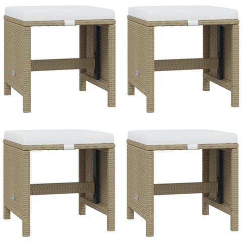 Set Da Pranzo Per Giardino 21pz Con Cuscini In Polyrattan Beige - Foto 10