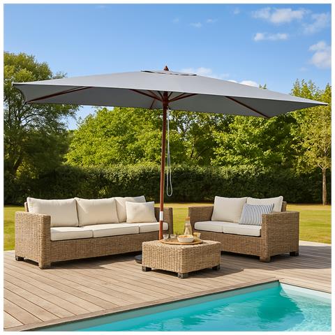 Pise Ombrellone Rettangolare In Legno Grigio - Foto 5