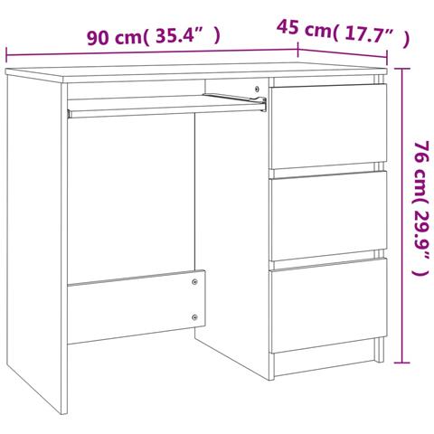 Scrivania Rovere Fumo 90x45x76 Cm In Legno Multistrato - Foto 7