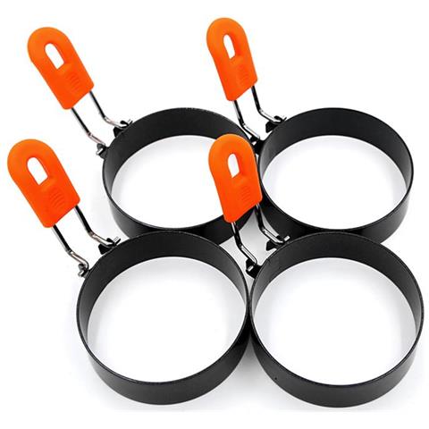 Anello Per Uova E Stampo Per Frittata Confezione Da 4 Pezzi Acciaio Inossidabile / Silicone - Foto 1