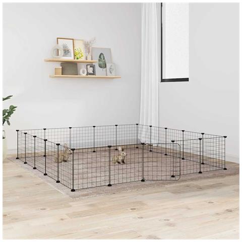 Gabbia Per Animali 20 Pannelli Con Porta Nera 35x35 Cm Acciaio - Foto 4