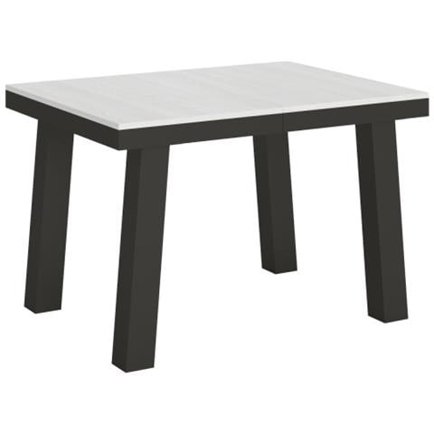 Tavolo Allungabile 90x120/380 Cm Bridge Evolution Telaio Antracite - Bianco Frassino - Foto 1