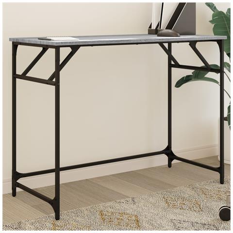 Scrivania Grigio Sonoma 100x45x76cm Legno E Acciaio A Polvere - Foto 1