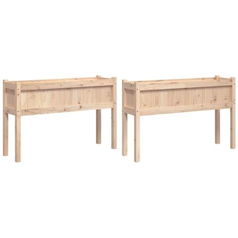 Fioriere Da Giardino 2 Pz Con Gambe In Legno Massello Di Pino - Foto 2