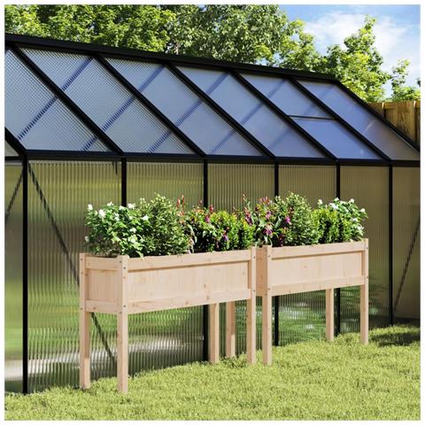 Fioriere Da Giardino 2 Pz Con Gambe In Legno Massello Di Pino - Foto 1