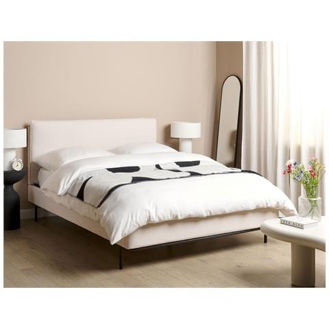 Letto Tessuto Corio 140 X 200 Cm Crema - Foto 1