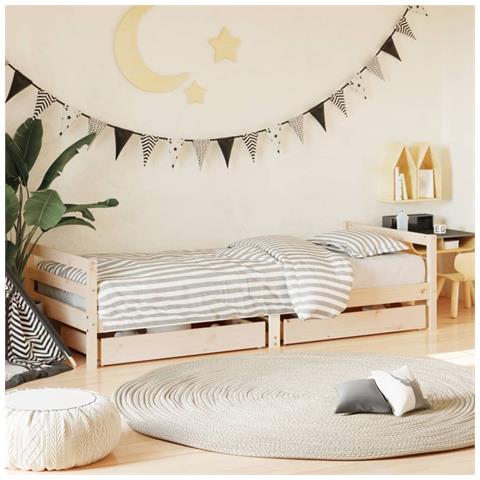 Giroletto Per Bambini Con Cassetti 90x190cm Legno Massello Pino - Foto 1