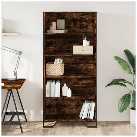 Libreria Rovere Fumo 80x31x169 Cm In Truciolato - Foto 3