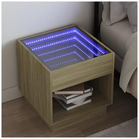 Comodino Con Led Infinity Rovere Sonoma 50x50x50 Cm - Foto 1