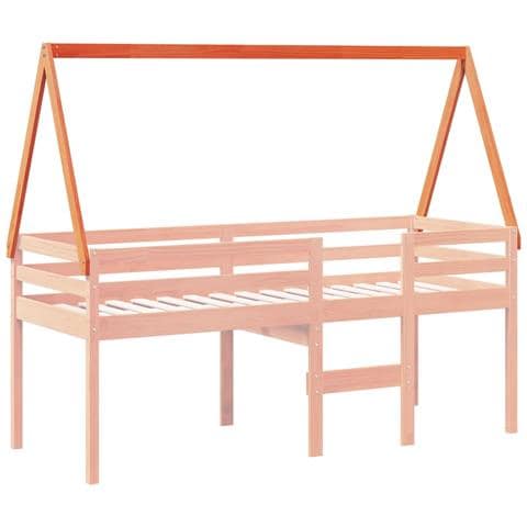 Tetto Letto Bambini Marrone Cera 209x85,5x88 Cm Massello Pino - Foto 3