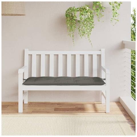 Cuscino Panca Giardino Grigio Scuro Mélange 120x50x7 Cm Tessuto - Foto 3